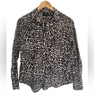 J.Crew Women's Slim Perfect Fit Leopard Print Linen Cotton Shirt Top 4